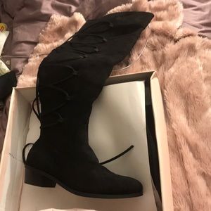 Over the knee wide calf boot